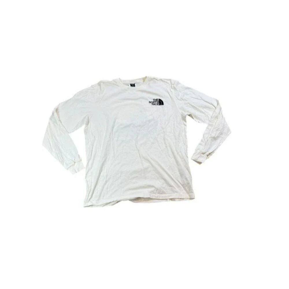 The North Face Men's Long-Sleeve Box NSE Tee Size Large White Mountain Logo